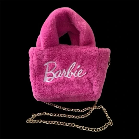 Pink Barbie Faux Fur Handbag - Picture 1 of 4